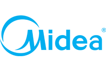 Логотип бренда Midea - стилизованная буква